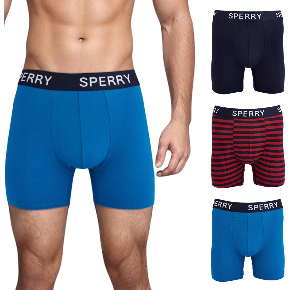 imageSperry 3Pack Mens Quick Dry Performance Mesh Boxer Briefs  Moisture Wicking Cooling Breathable Nylon Mens Athletic BoxersRed Multi