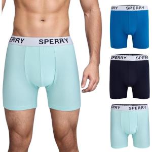 Sperry 3-Pack Mens Quick Dry Performance Mesh Boxer Briefs – Moisture Wicking, Cooling, Breathable Nylon Mens Athletic Boxers(Blue Multi)