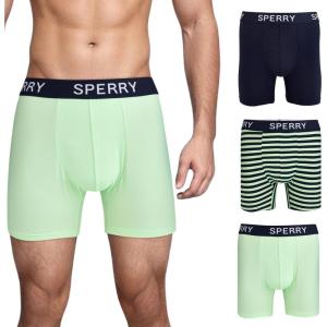 Sperry 3-Pack Mens Quick Dry Performance Mesh Boxer Briefs – Moisture Wicking, Cooling, Breathable Nylon Mens Athletic Boxers(Green Multi)