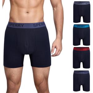 Sperry 4-Pack Everyday Men’s Performance Boxer Briefs – Quick-Dry, Breathable, Comfortable Polyester Boxer Briefs for Men(Blue Multi)