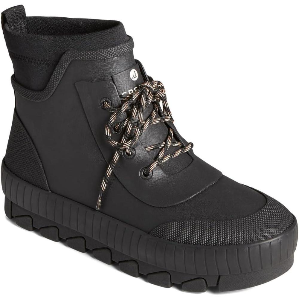 imageSperry Mens Torrent Lace Up Rain BootsBlack Rubber
