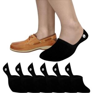 Sperry Men’s 6-Pack Loafer Socks, Non-Slip No Show Socks for Boat Shoes, Ultra Low Cut Invisible Liners with Heel Grip(Black)