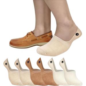 Sperry Men’s 6-Pack Loafer Socks, Non-Slip No Show Socks for Boat Shoes, Ultra Low Cut Invisible Liners with Heel Grip(Tan)