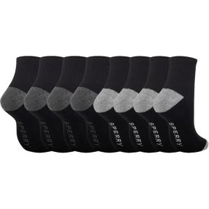 Sperry Men’s 8-Pack Comfort Cushion Quarter Socks – Soft Durable Moisture-Wicking Athletic Ankle Socks for Men Shoe Size 6-12(Black Heather)