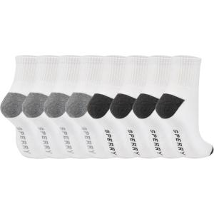 Sperry Men’s 8-Pack Comfort Cushion Quarter Socks – Soft Durable Moisture-Wicking Athletic Ankle Socks for Men Shoe Size 6-12(White Heather)