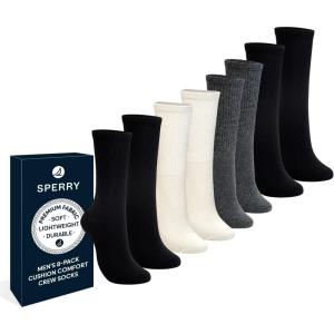 Sperry Men’s 8-Pack Cushion Comfort Crew Socks – Moisture-Wicking Athletic Socks –White Crew Socks for Everyday or Sports Use(Grey Multi)