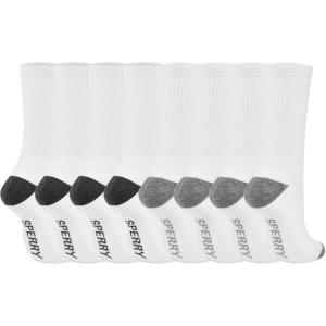 Sperry Men’s 8-Pack Cushion Comfort Crew Socks – Moisture-Wicking Athletic Socks –White Crew Socks for Everyday or Sports Use(White Heather)