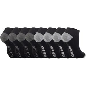 Sperry Men’s 8-Pack Cushion Comfort Low Cut Ankle Socks – Breathable Moisture-Wicking Athletic Low Cut Socks for Everyday Use(Black Heather)