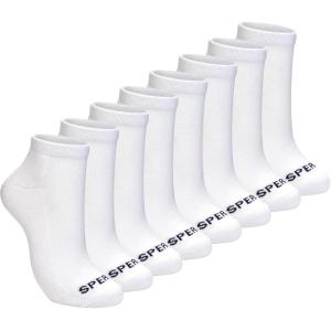 Sperry Men’s 8-Pack Cushion Comfort Low Cut Ankle Socks – Breathable Moisture-Wicking Athletic Low Cut Socks for Everyday Use(White)