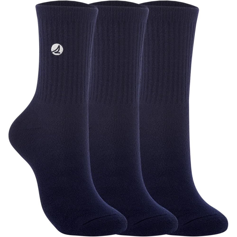 imageSperry Unisex Super Soft Cushioned Mid Crew Socks 3Pack  Plush Comfort Warm Winter Half Crew FitNavy