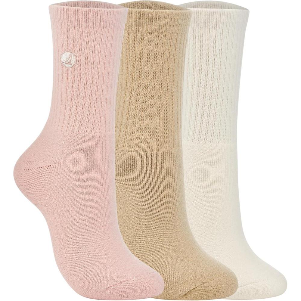 imageSperry Unisex Super Soft Cushioned Mid Crew Socks 3Pack  Plush Comfort Warm Winter Half Crew FitPink Multi