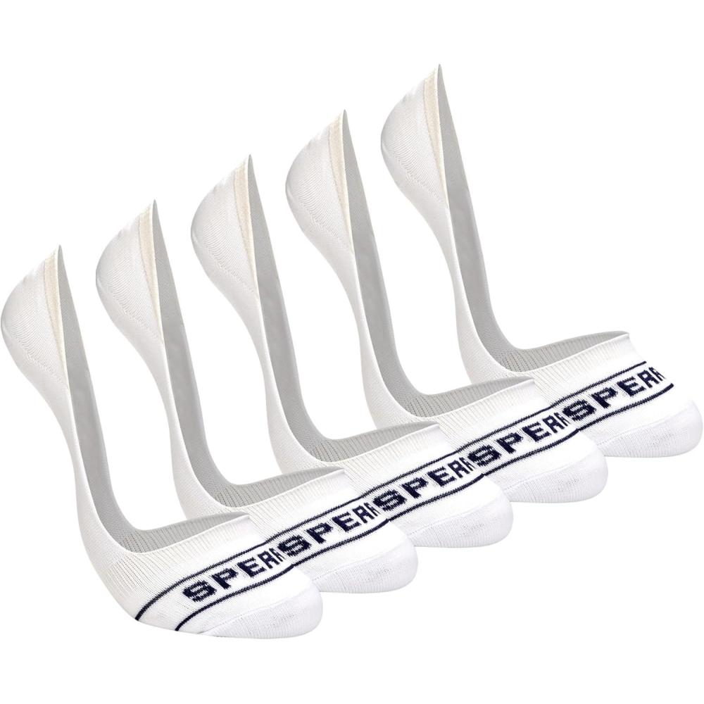 imageSperry Womens 5Pack No Show Sock Liners  Ultra Low Cut NonSlip Heel Grip Soft Nylon Invisible Socks for SneakersWhite