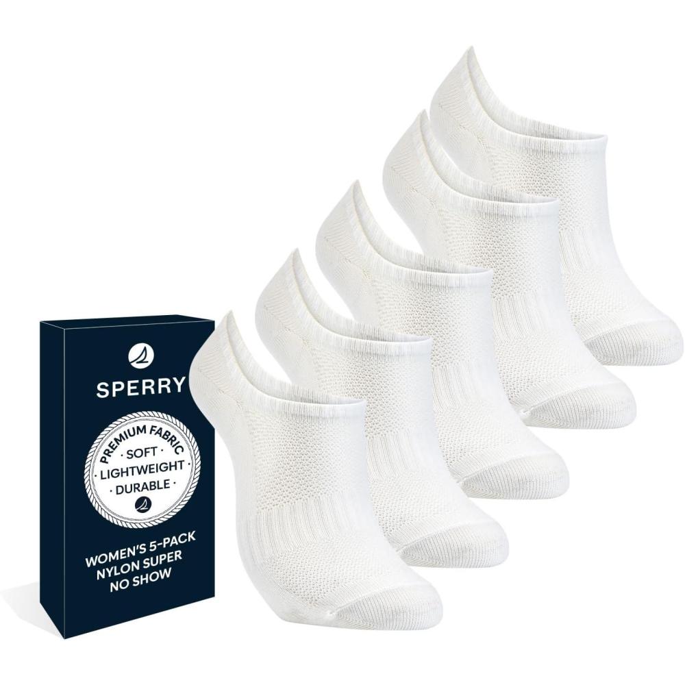 imageSperry Womens 5Pack Super No Show Socks  Breathable Mesh Lightweight NonSlip Invisible Low Cut Liner Socks for SneakersWhite