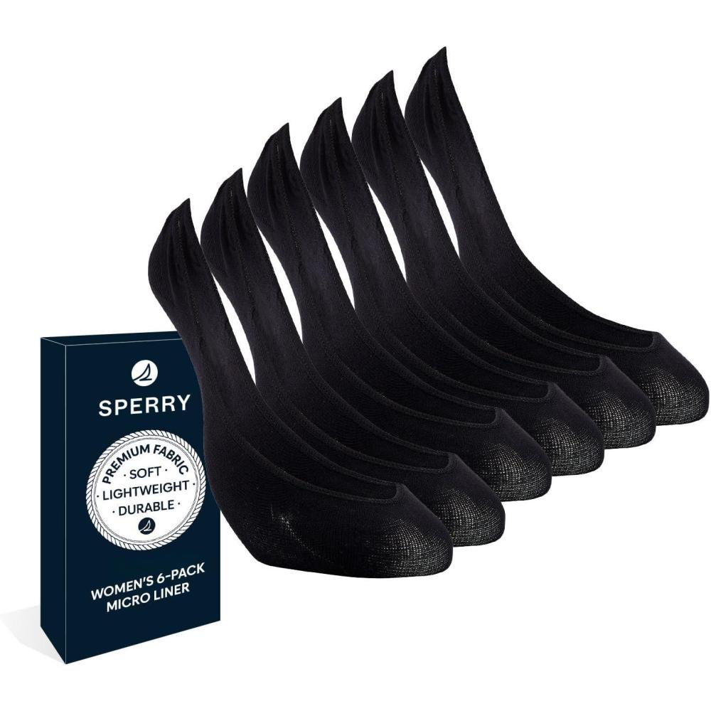imageSperry Womens Microfiber No Show Liner Socks  3 Pair Pack  Lightweight Casual Micro LinersBlack 6 Pairs