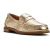 Sperry Women’s Seaport Penny PlushWave Saffiano / Metallic Leather Penny Loafer(Gold)