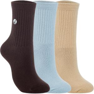 Sperry Unisex Super Soft Cushioned Mid Crew Socks, 3-Pack – Plush Comfort, Warm Winter Half Crew Fit(Dark Brown Combo)