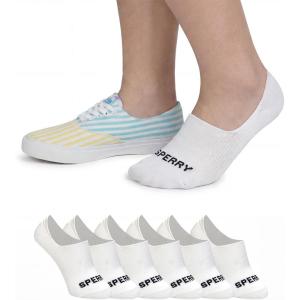 Sperry Women’s 6-Pack Arch Hugger Liner Socks – No Show, Non-Slip, Cushioned, Invisible Socks for Women Sneaker, Low Cut(White)