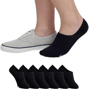 Sperry Women’s 6-Pack Super No Show Socks – Moisture-Wicking, Lightweight, No Slip Invisible Low Cut Liner Socks for Sneakers(Black)