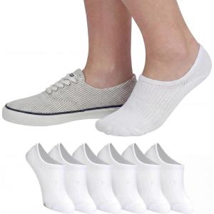 Sperry Women’s 6-Pack Super No Show Socks – Moisture-Wicking, Lightweight, No Slip Invisible Low Cut Liner Socks for Sneakers(White)