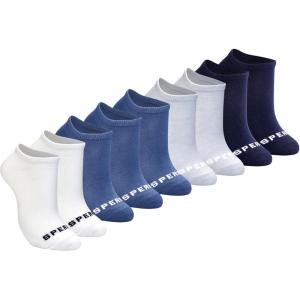 Sperry Women’s 9-Pack Low Cut Ankle Socks – Breathable, Moisture-Wicking, Cushioned, No-Show Fit for Everyday & Athletic Wear(Blue Multi)