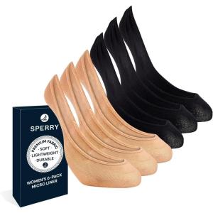 Sperry Womens Microfiber No Show Liner Socks – 3 Pair Pack – Lightweight Casual Micro Liners(Mocha Multi (6 Pairs))