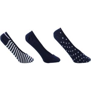 Sperry Womens Microfiber No Show Liner Socks – 3 Pair Pack – Lightweight Casual Micro Liners(Navy Stripes and Dots (3 Pairs))