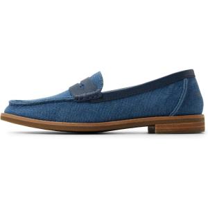 Sperry Women’s Seaport Penny PlushWave Saffiano / Metallic Leather Penny Loafer(Denim)