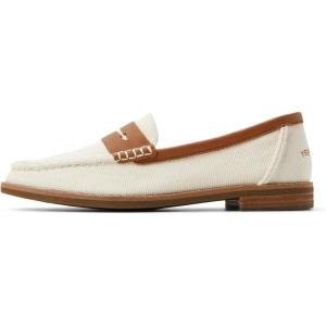 Sperry Women’s Seaport Penny PlushWave Saffiano / Metallic Leather Penny Loafer(Ecru)