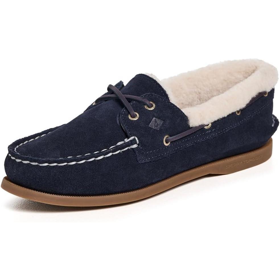 imageSperry Authentic Original Float Cozy for Women  AntiSlip Breathable Water Shoes made from Fully EVA Materials Rubber Outsoles and Textured Footbeds and Faux Fur LiningNavy 2