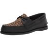 Sperry Authentic Original Float Cozy for Women – Anti-Slip Breathable Water Shoes made from Fully EVA Materials, Rubber Outsoles, and Textured Footbeds and Faux Fur Lining(Black Leopard)