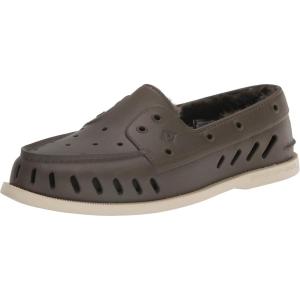 Sperry Authentic Original Float Cozy for Women – Anti-Slip Breathable Water Shoes made from Fully EVA Materials, Rubber Outsoles, and Textured Footbeds and Faux Fur Lining(Olive Cozy)