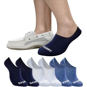 Sperry Men’s 6-Pack Arch Hugger No Show Socks, Non-Slip Loafer Socks for Boat Shoes, Low Cut Invisible Liners with Heel Grip(Navy Multi)