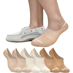 Sperry Men’s 6-Pack Arch Hugger No Show Socks, Non-Slip Loafer Socks for Boat Shoes, Low Cut Invisible Liners with Heel Grip(Tan)