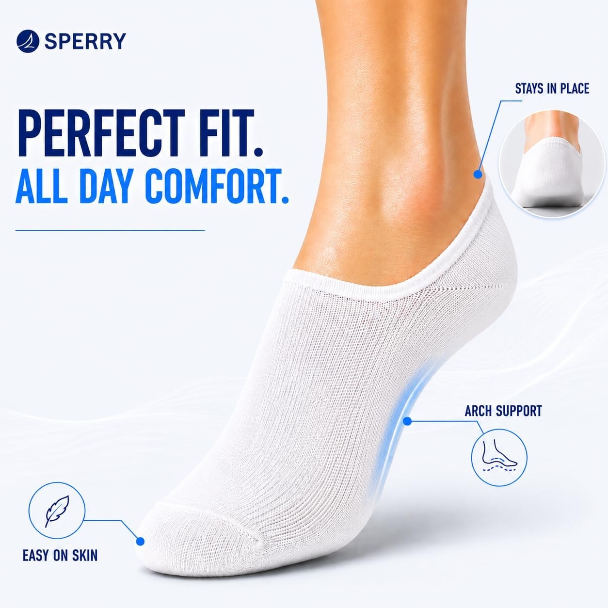 image:imageSperry Womens 6Pack No Show Socks Invisible Low Cut Liner MoistureWicking NonSlip Lightweight Ideal for SneakersCoconut Striped
