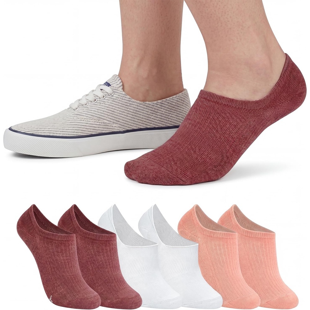 image:imageSperry Womens 6Pack No Show Socks Invisible Low Cut Liner MoistureWicking NonSlip Lightweight Ideal for SneakersPink Multi