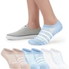 Sperry Women’s 6-Pack No Show Socks | Invisible Low Cut Liner, Moisture-Wicking, Non-Slip, Lightweight, Ideal for Sneakers(Beachwood Striped)