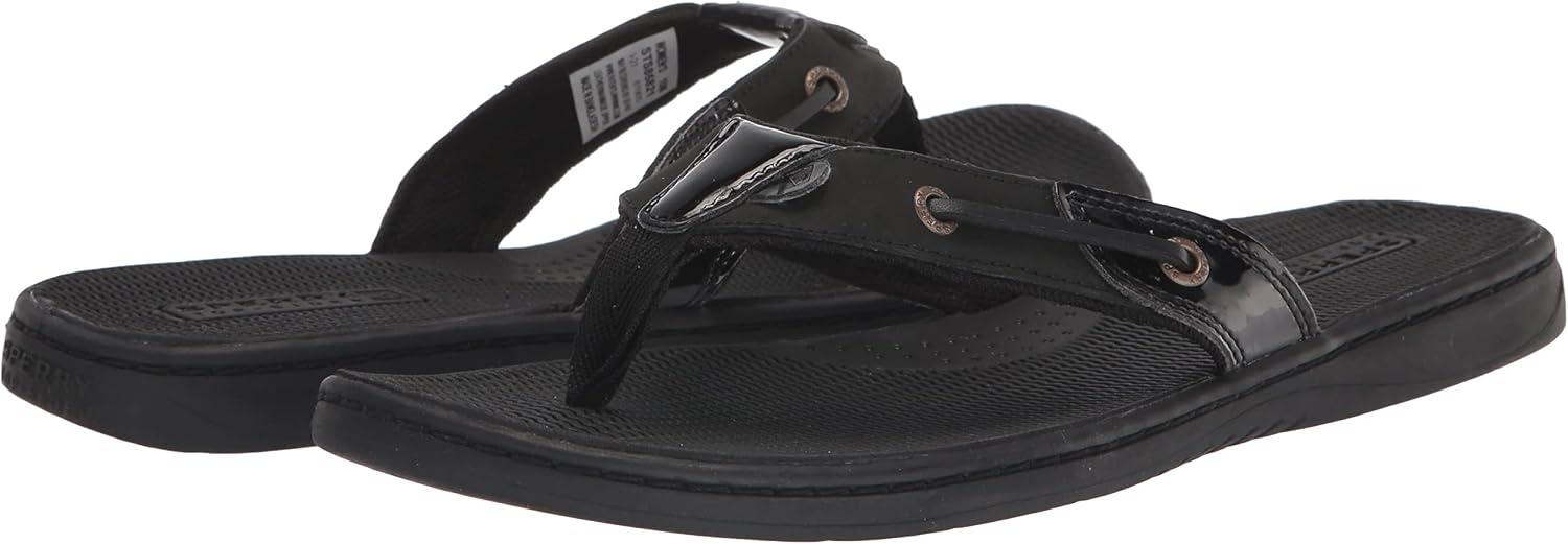 image:imageSperry Womens Seafish Leather Flip Flop SandalBlack Patent