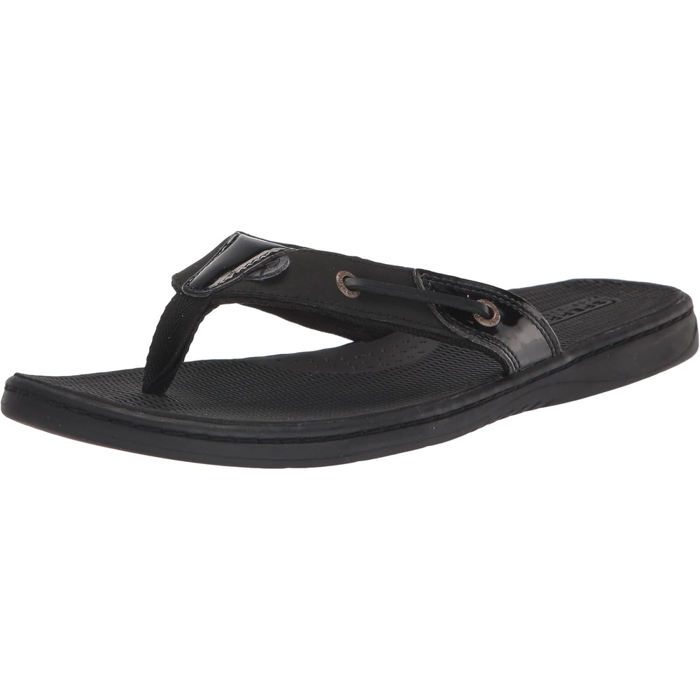 image:imageSperry Womens Seafish Leather Flip Flop SandalBlack Patent