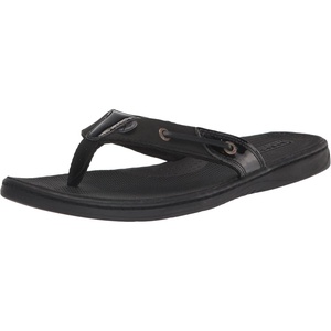 Sperry Women’s Seafish Leather Flip Flop Sandal(Black Patent)