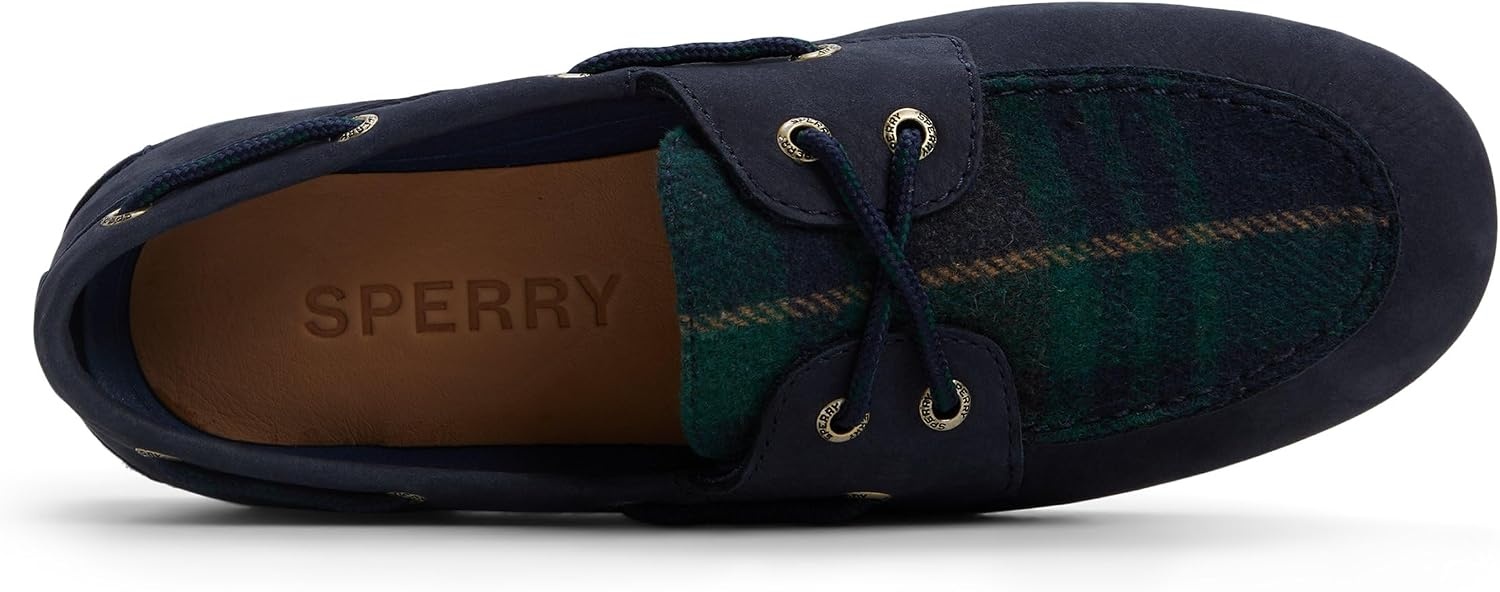 image:imageSperry Womens Slimboat Leather Boat ShoePlaid Navy
