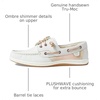 Sperry Women’s Songfish 3-Eye Leather Boat Shoe(Offwhite Shimmer)