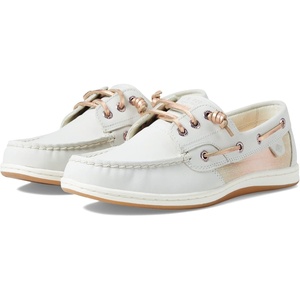 Sperry Women’s Songfish 3-Eye Leather Boat Shoe(Offwhite Shimmer)